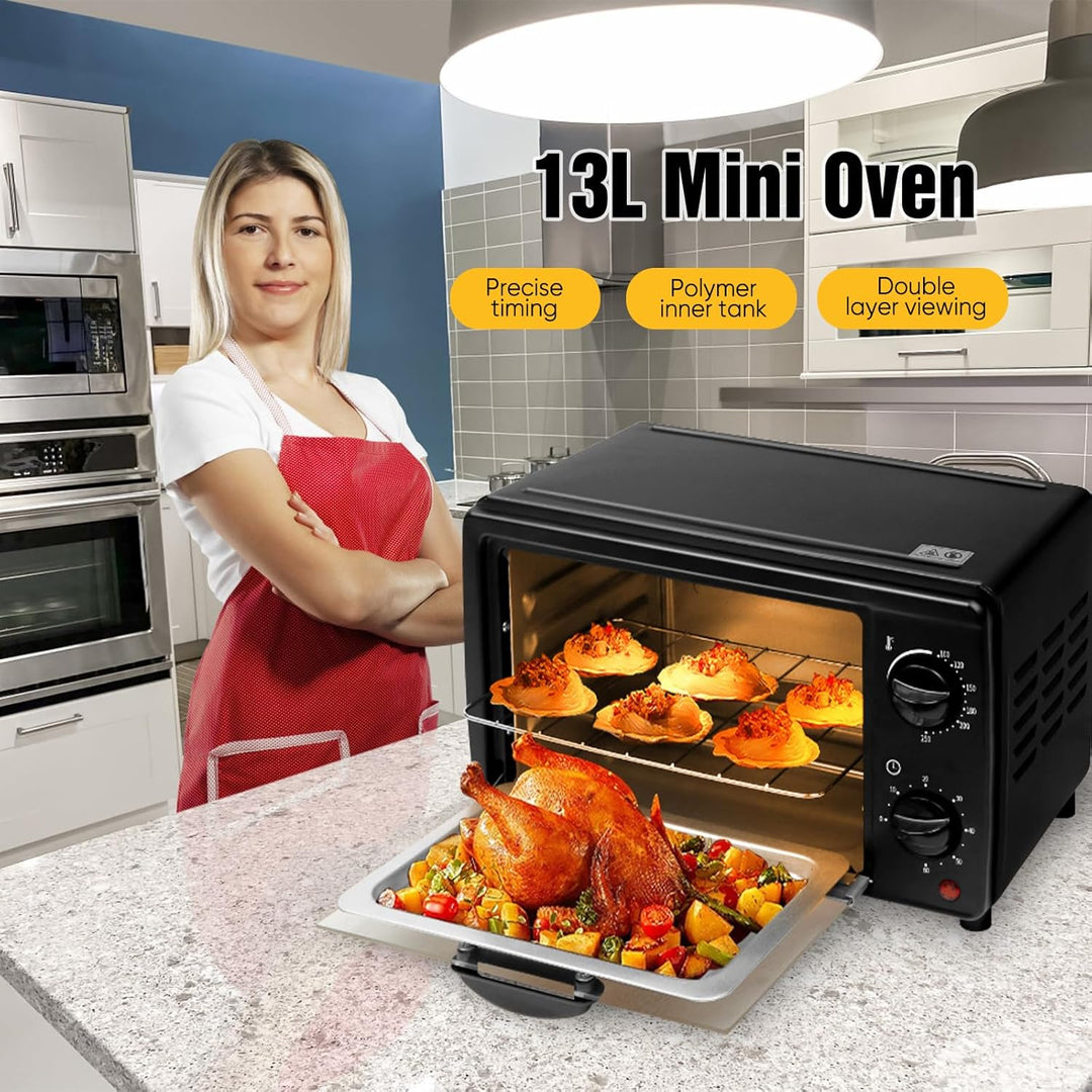 13 l, 700 W, elektrischer Mini-Ofen, kleiner Elektroofen, Mini-Einbauofen, freistehender Backofen, k