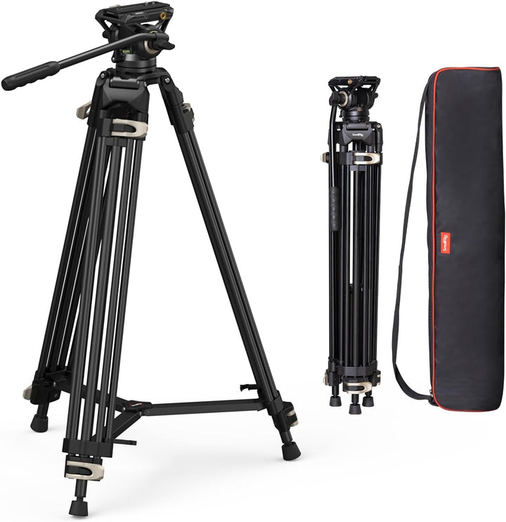 SMALLRIG Videostativ, 73-Zoll (186 cm) Heavy Duty Tripod Hochleistungs Stativ mit 360-Grad-Fluidkopf