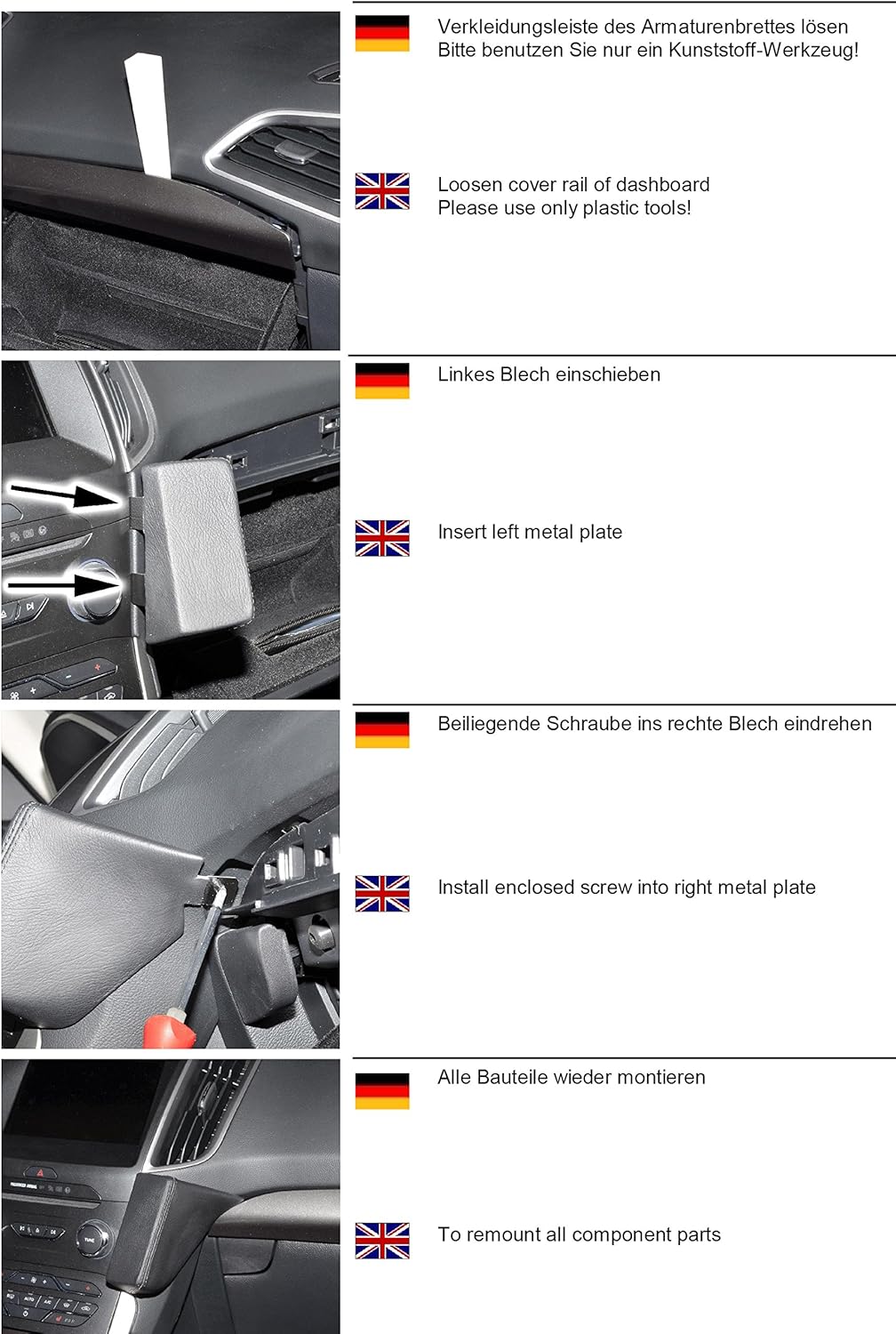 KUDA 2155 Halterung Kunstleder schwarz für Ford Galaxy/S-Max/Edge ab 2015, 2155