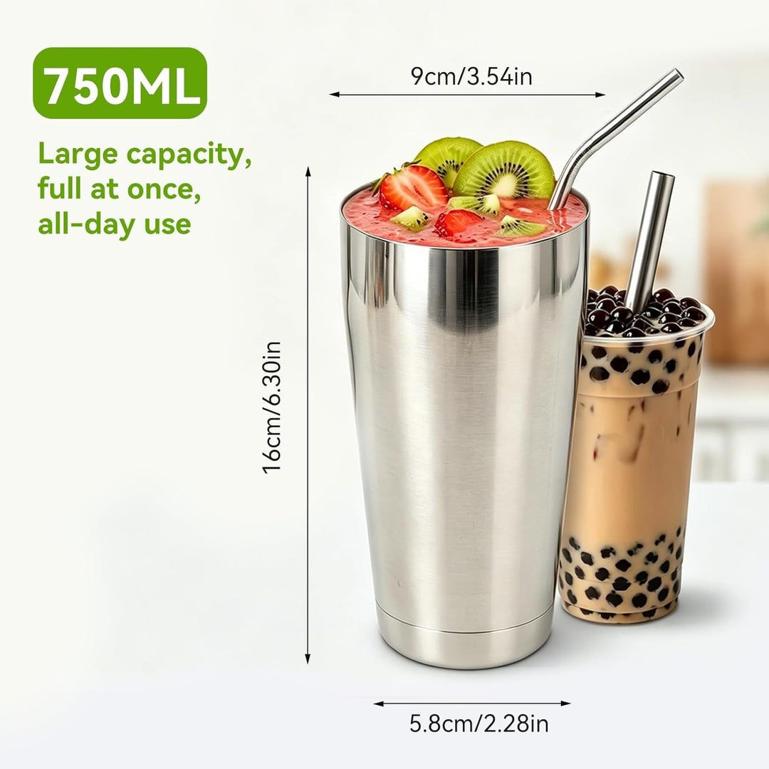 Edelstahl-Milchshake-Becher, 750 ml, tragbarer Rührbecher, Milchshake-Becher, Stabmixerbecher, Milch