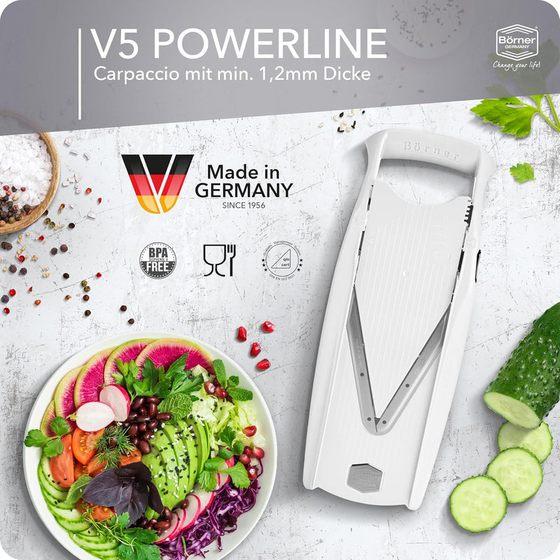 Börner V5 PowerLine Gemüsehobel Basis Set (3-tlg.) • Gemüseschneider (V-Hobel) für Obst & Gemüse + F