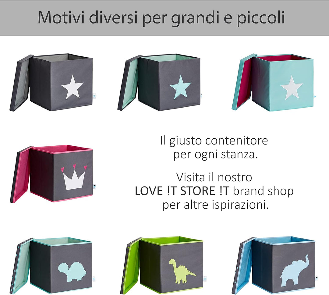 LOVE IT STORE IT Aufbewahrungsbox mit Deckel - Kallax Boxen aus Stoff - Verstärkt mit Holz -Quadrati
