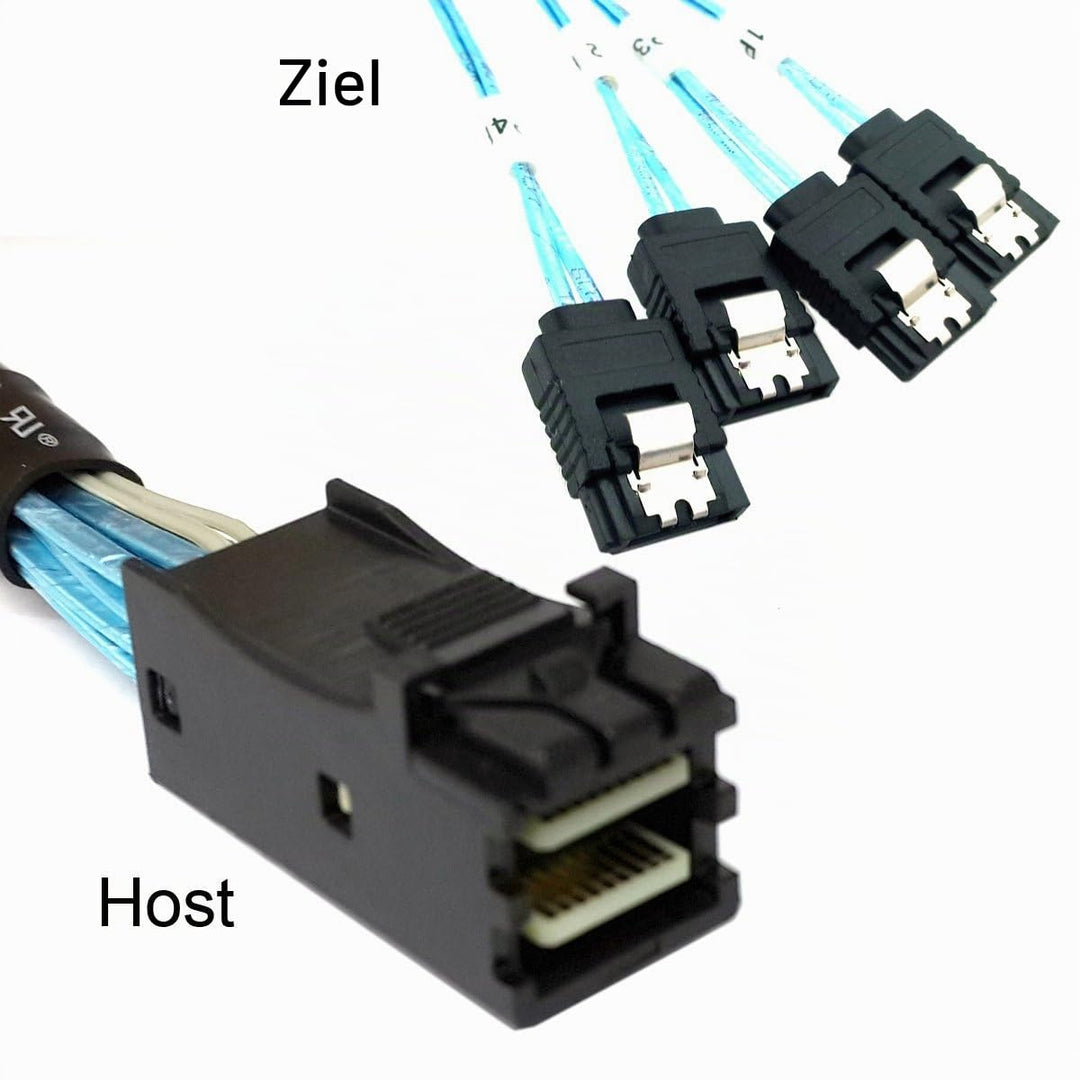 chenyang Mini SAS SFF-8643 1 zu 4 SATA 7Pin Festplatte 6Gbit/s Data Server RAID Kabel 0.5M SFF-8643