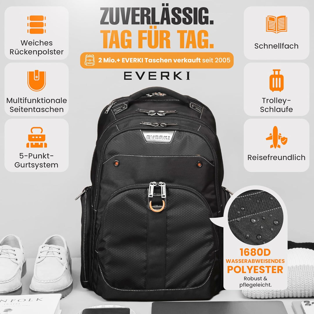 Everki Atlas Business-Laptoprucksack 32 L für 13–17,3 Zoll – ergonomischer, reisefreundlicher Notebo
