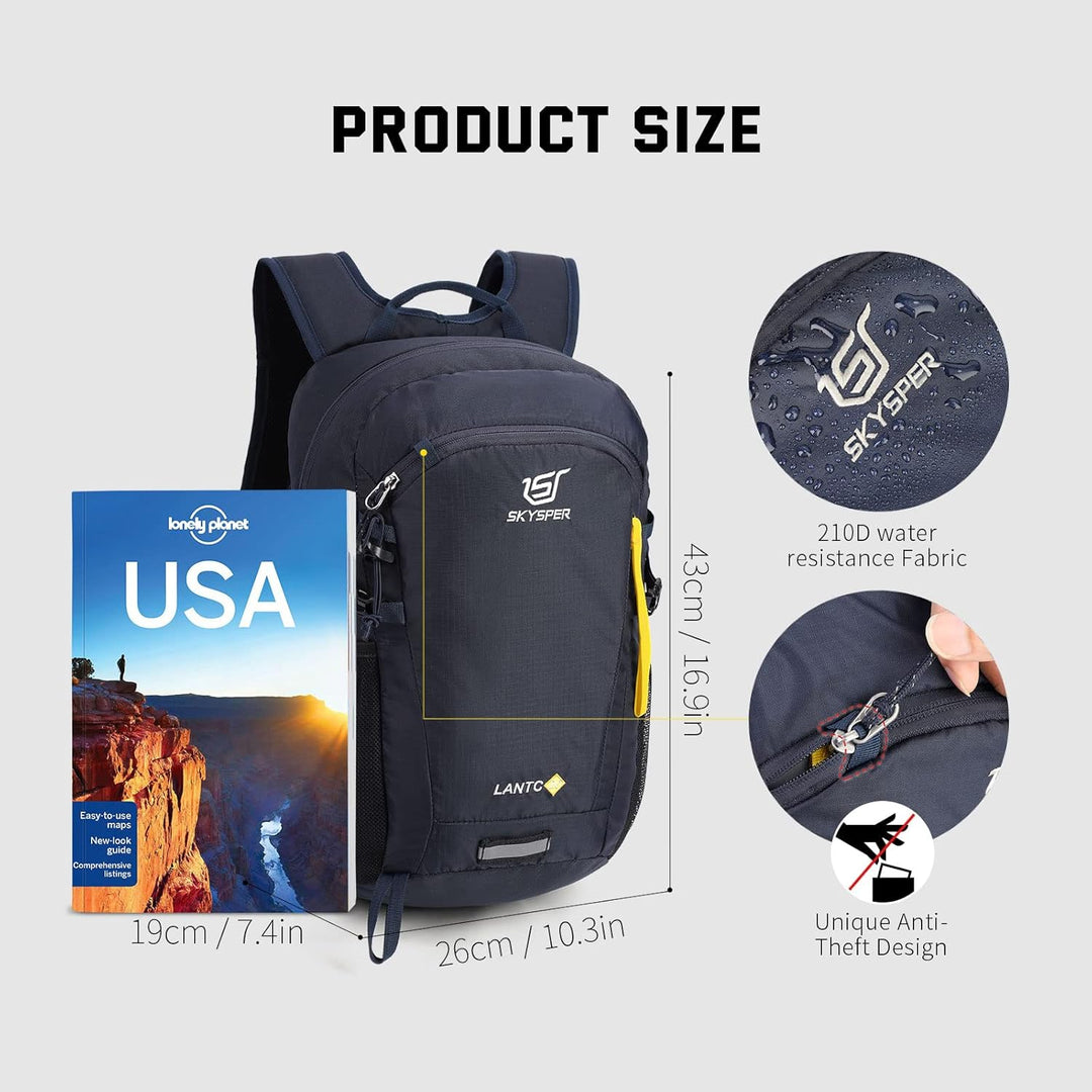 SKYSPER Leicht Wanderrucksack Klein Rucksack mit Rückenbelüftung Trekkingrucksack aus atmungsaktivem
