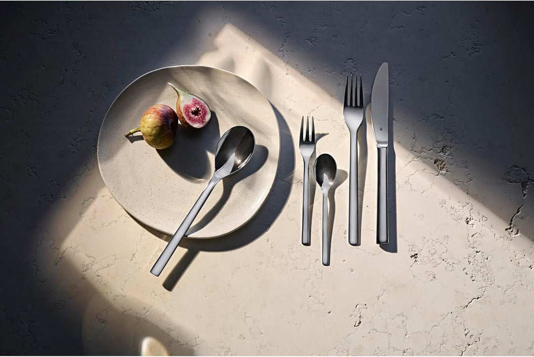 WMF Atria Edelstahl Besteck Set 6 Personen, Essbesteck Set 30 teilig, Monobloc-Messer, Cromargan Ede