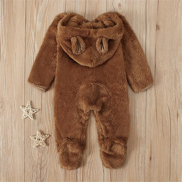 Ohrenfüssiger Säuglingsoverall mit Kapuze Mädchen Babymantel Strampler Jungen Fleece Jungen Strample