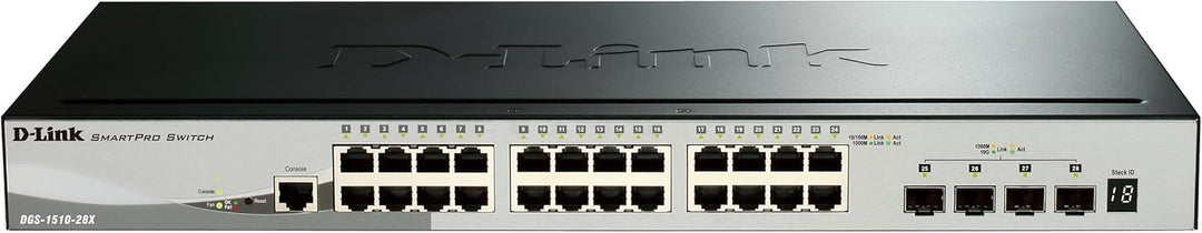 D-Link DGS-1510-28P/E, 28-Port Layer 2/3 Smart Managed Gigabit Stack Switch (24x 10/100/1000 Mbit/s