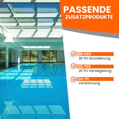 BEKATEQ 2K PU Poolfarbe Enzianblau 1kg I Glänzende Schwimmbadfarbe für Poolbecken aus GFK, Polyester