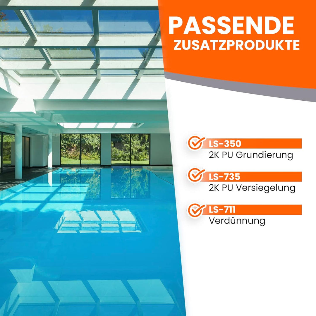 BEKATEQ 2K PU Poolfarbe Brillantblau 1kg I Glänzende Schwimmbadfarbe für Poolbecken aus GFK, Polyest