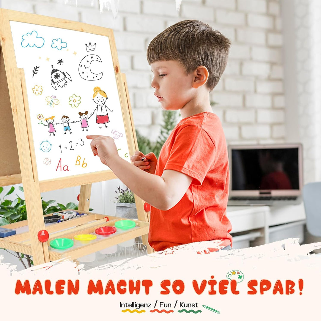 Dripex Kinder Tafel Holz Kindertafel Malerei Holztafel Doppelseitige Kreidetafel und Whiteboard Höhe