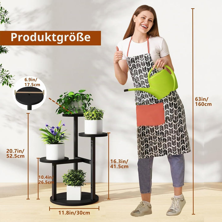 IBUYKE 4 Etagen Holz Pflanzenständer Blumenständer, 52.5cm Hoch Blumenregal Pflanzenregal für Mehrer