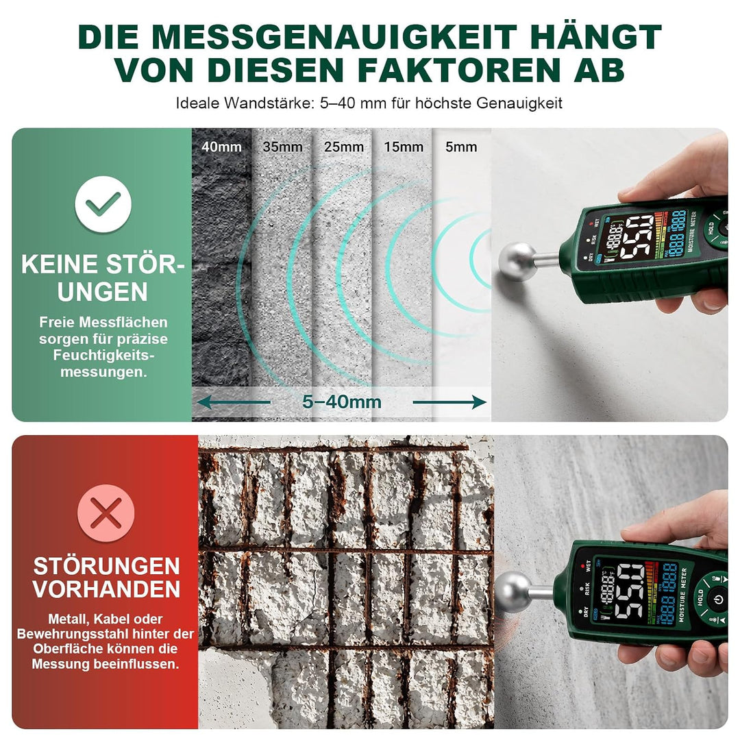 VORKIN Feuchtigkeitsmessgerät Wand mit Kugelsensor für zerstörungsfreie Bereichsscans,Feuchtigkeitsm