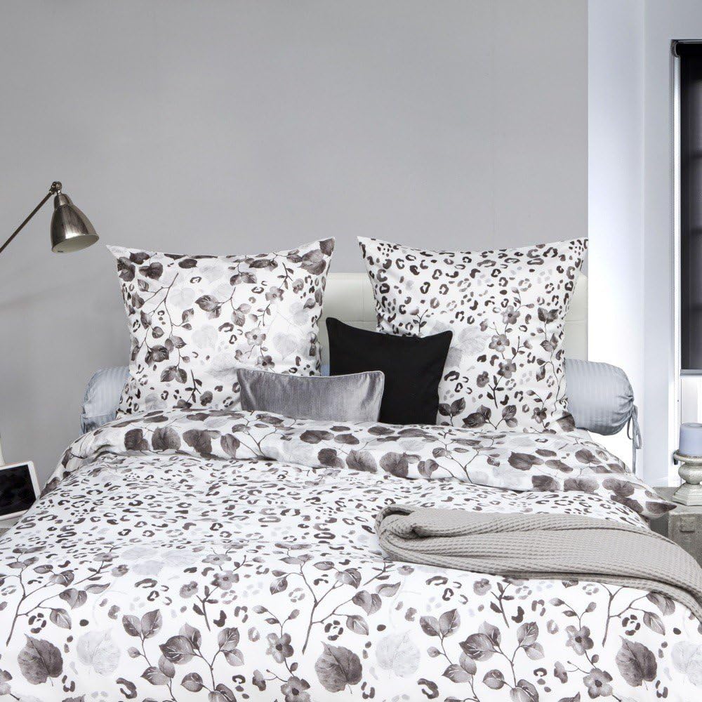 HnL Mako Satin Bettwäsche Milo in schwarz in 155x220 + 80x80 cm 155x220 cm + 80x80 cm, 155x220 cm +