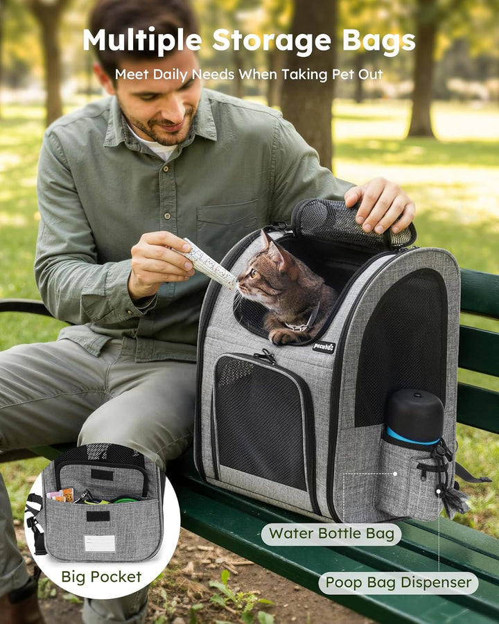 pecute Haustier Rucksack mit Netzfenster, Tragbare und Faltbare Katzentasche, Atmungsaktive und Leic