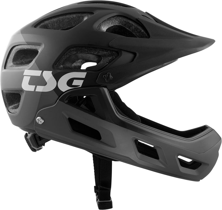 TSG Kids Downhill MTB-Helm Seek Youth FR Graphic Design - Flow Gray-Black Schwarz XXS/XS (52-54cm),