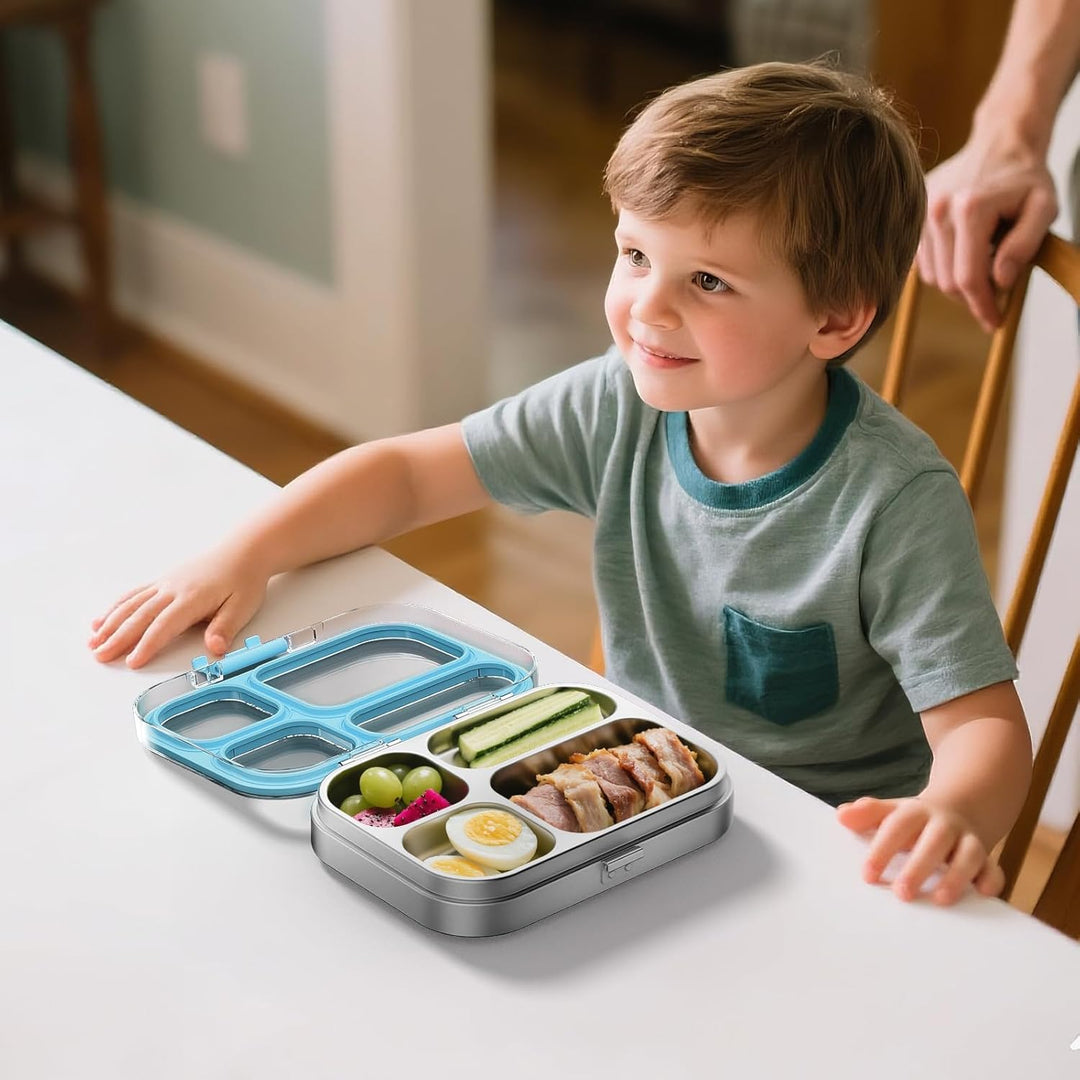 G.a HOMEFAVOR Edelstahl Brotdose Kinder 800ml Metall Bento Lunchbox mit 4 Fächern Auslaufsichere Bro