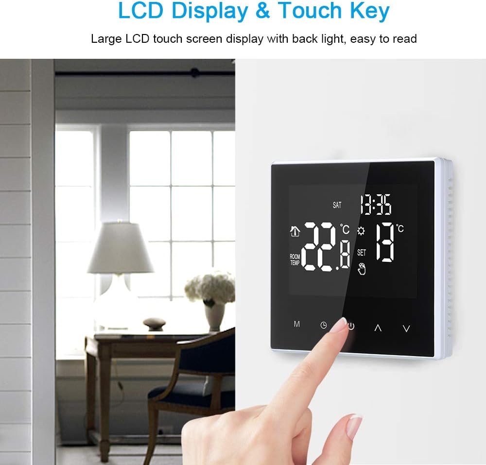 Irishom Smart Thermostat Digitaler Raumthermostat Fussbodenheizung Programmierbar 16A LCD Touchscree