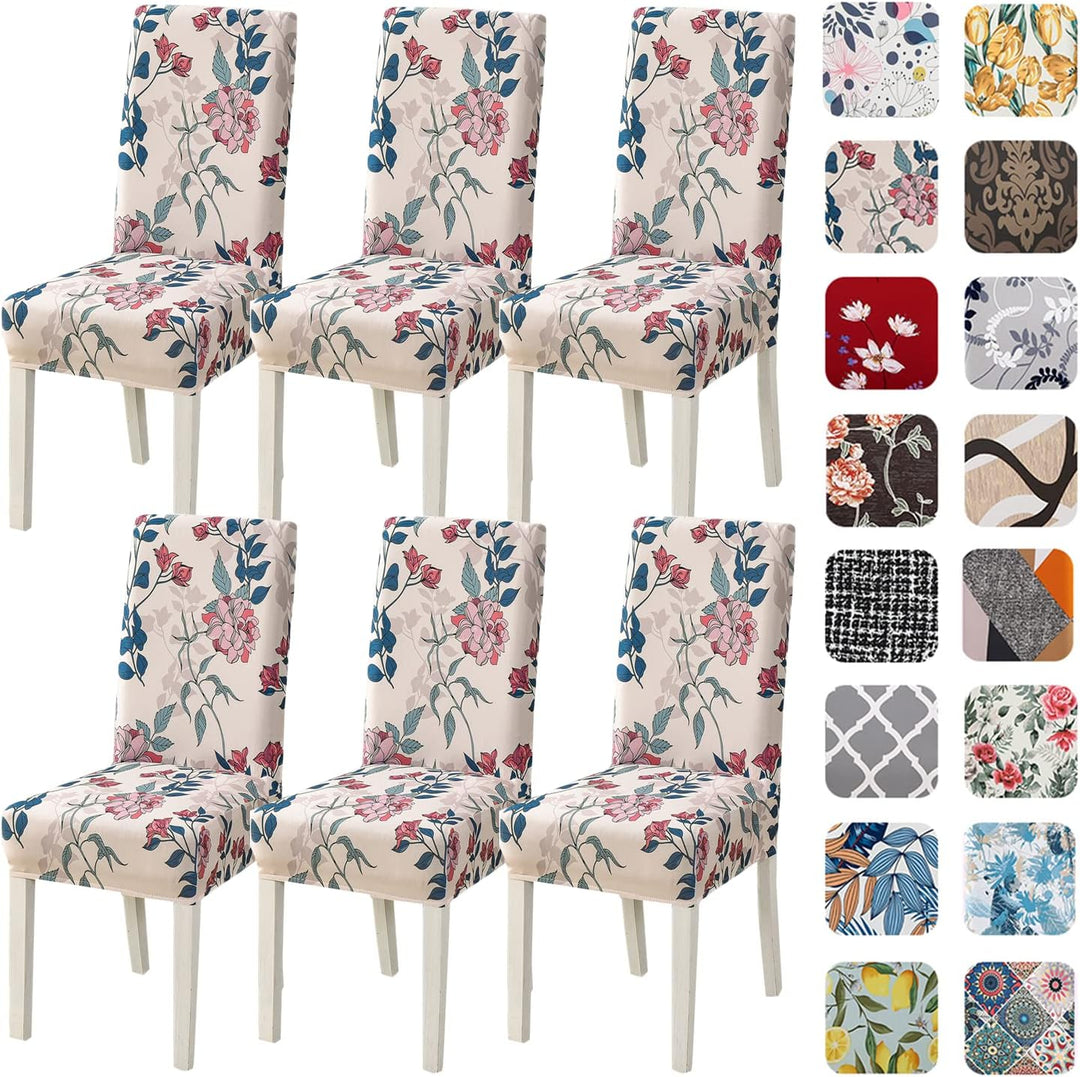 HZDHCLH Stuhlhussen 6er Set Stuhlbezüge Stretch abnehmbar, waschbar, Esszimmerstuhl-Schutzsitz für H