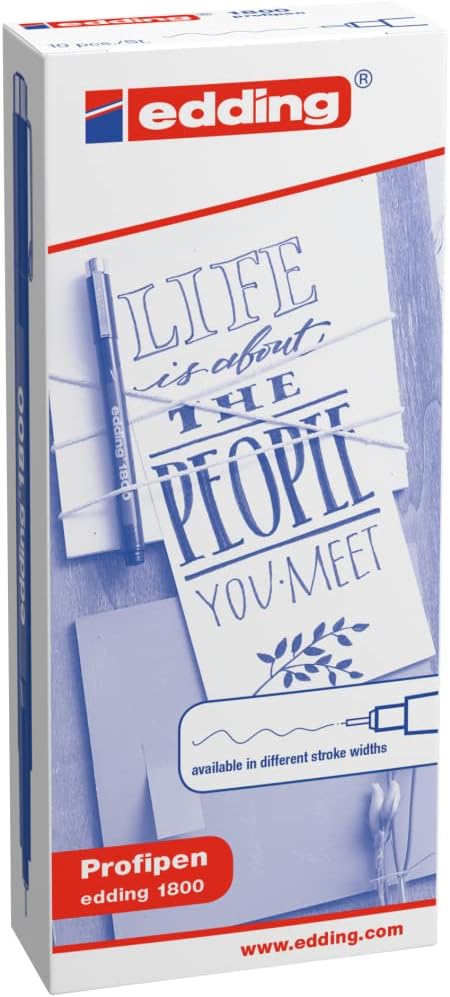 edding 1800 Präzisionsfeinschreiber - schwarz - 10 Stifte - Linienbreite 0,5 mm - Fineliner zum präz