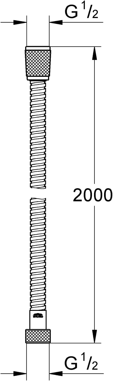 GROHE Vitalioflex - Metallbrauseschlauch (2000 mm, verstärkte Ausführung, knickfest, hitzebeständig)