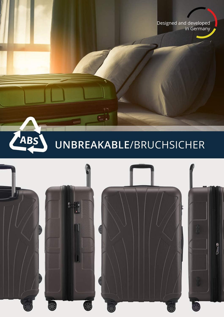 suitline - grosser Hartschalen-Koffer Koffer Trolley Rollkoffer XL Reisekoffer, TSA, 76 cm, ca. 96-1