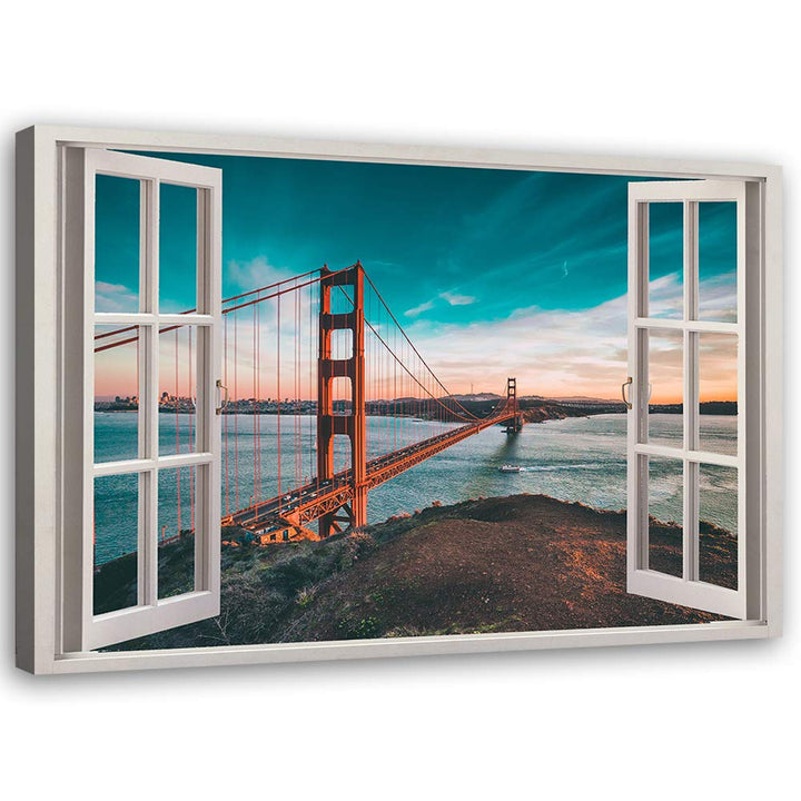 Feeby Wandbild 3D Illusion Druckbild Leinwandbild San Francisco Braun 90x60 cm Leinwandbild 90x60 cm