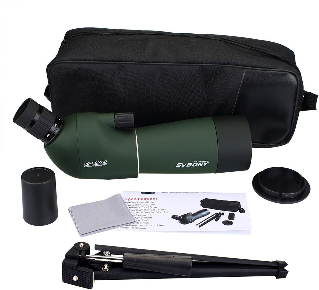 Svbony SV28 Spektiv Sportschützen 20-60x60 BAK4 Prisma FMC Optik Monokular Teleskop Abgewinkeltes Ok
