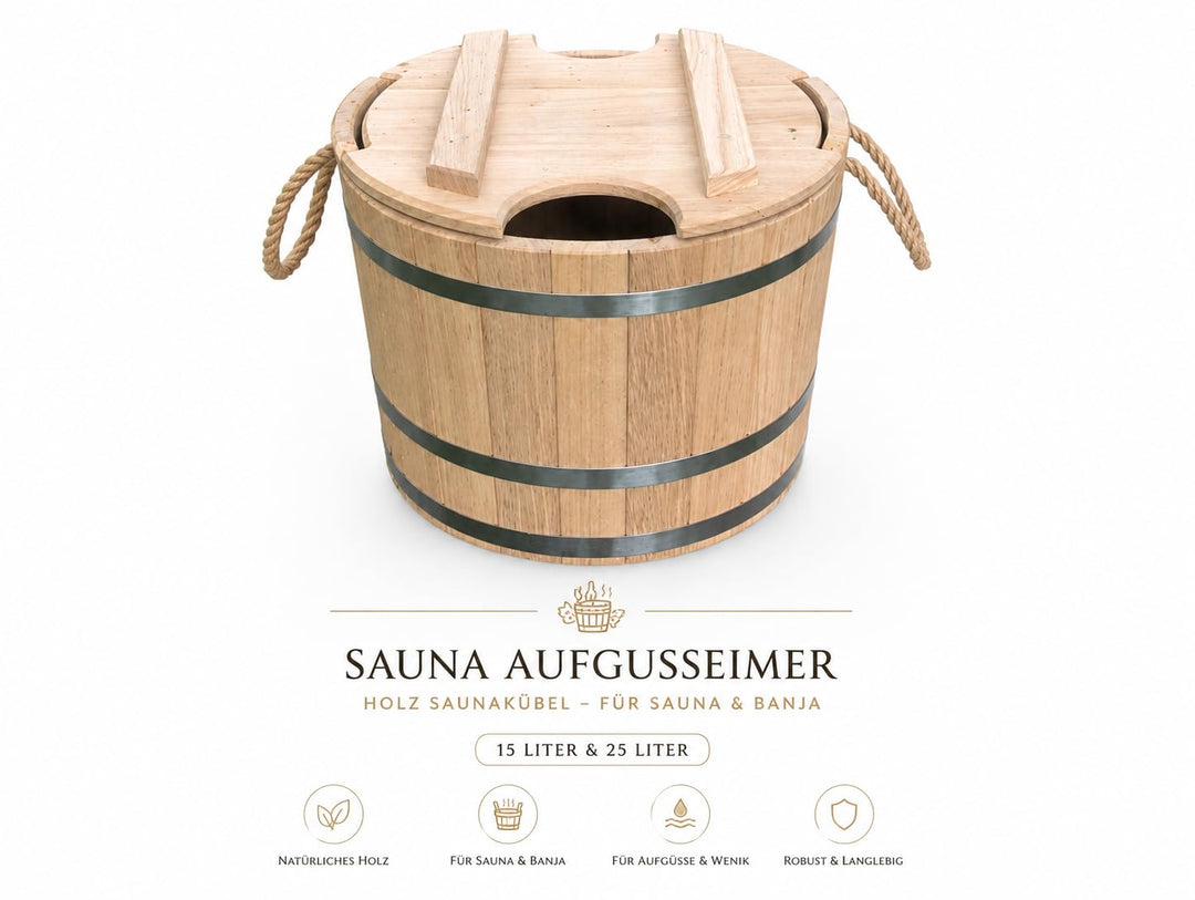 Holz Saunakübel 20 Liter Sauna Eimer Holzeimer Esche Banya Aufgusseimer