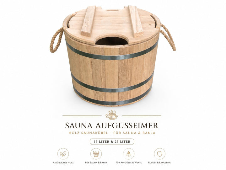 Holz Saunakübel 20 Liter Sauna Eimer Holzeimer Esche Banya Aufgusseimer