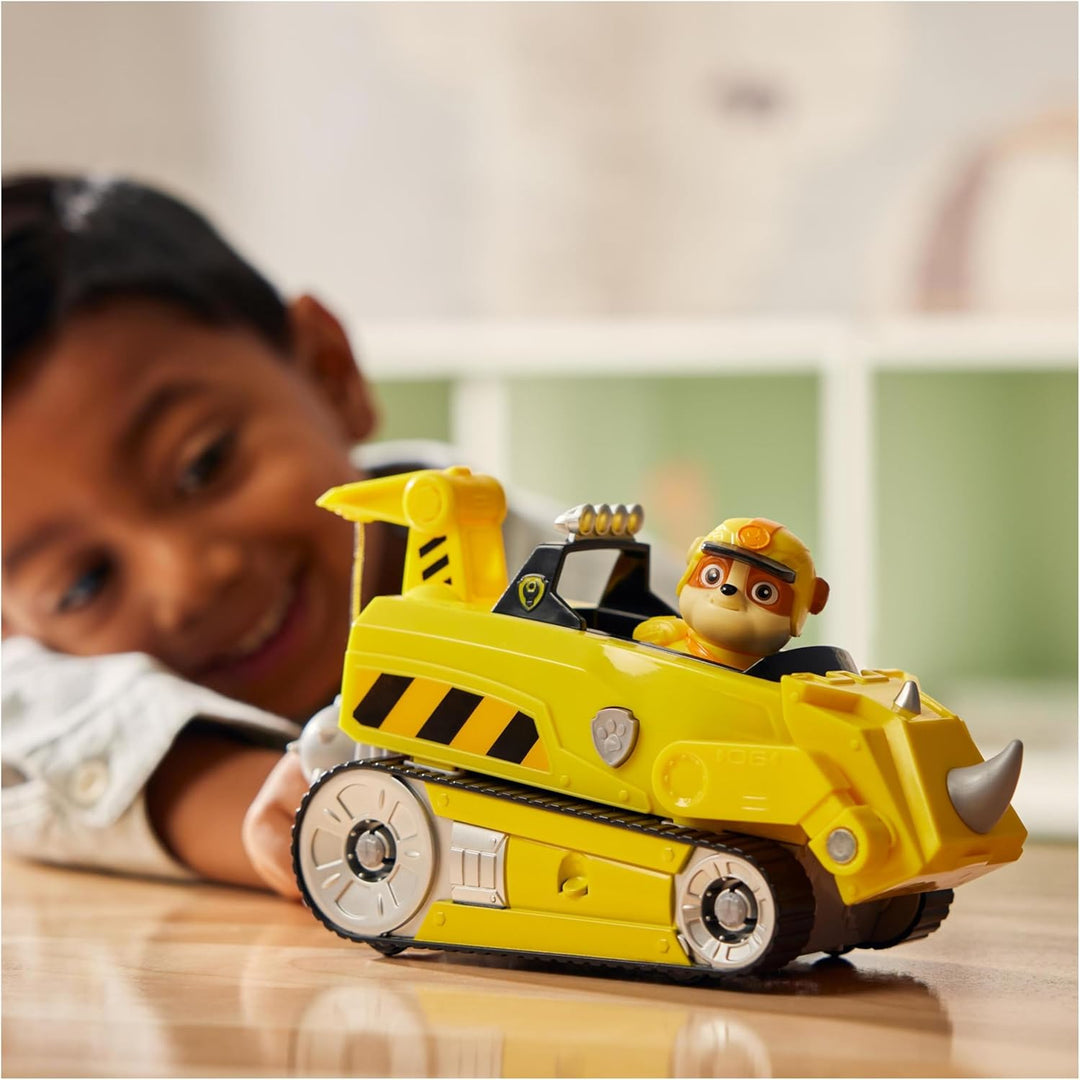 PAW PATROL Jungle Pups – Nashorn-Fahrzeug mit Rubble-Figur (Basis Fahrzeug), Spielzeug für Kinder ab