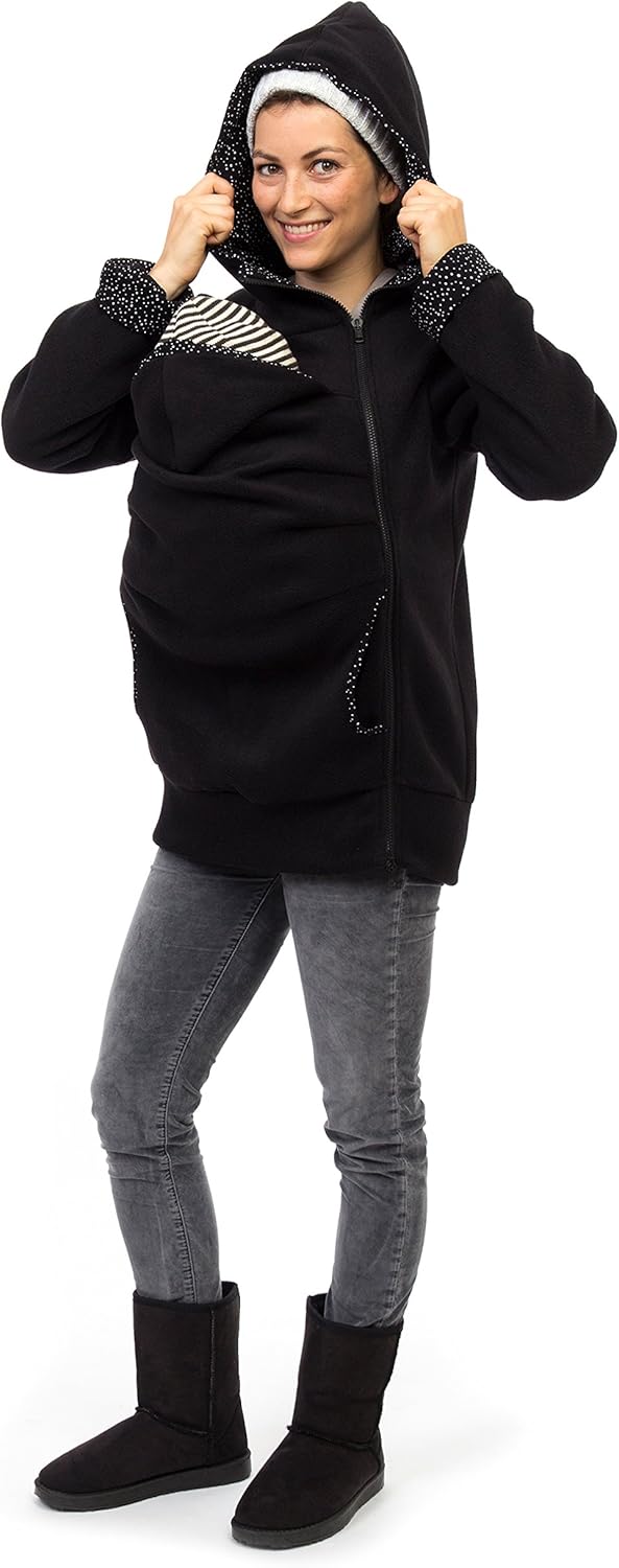 Viva la Mama Kängurujacke, Tragejacke für Baby aus Fleece - AHOI XL Schwarz /Kosmos, XL Schwarz /Kos