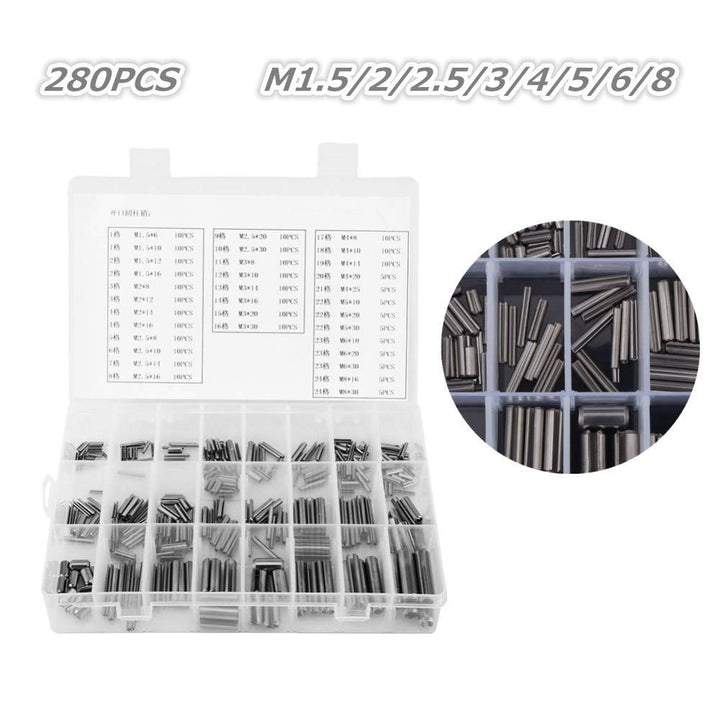 Spring Pins Sortiment Set,Edelstahl Split Frühling Dübel Spannrolle Pins Federspannungsstifte Set M1