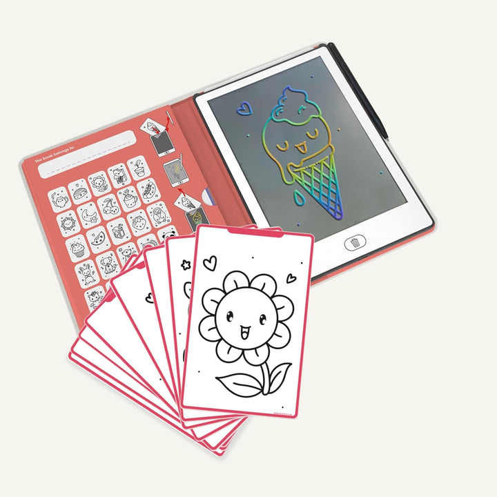 Kidydraw Mini Zeichentablett 30 Kawai Rot Kidydraw-mini-Kawai, Rot Kidydraw-mini-Kawai