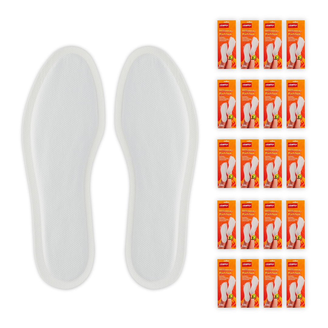 Relaxdays Sohlenwärmer, 20 Paar, Grösse L, Wärmeeinlagen für Schuhe, 8h warme Füsse, luftaktiviert,