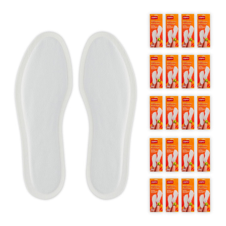 Relaxdays Sohlenwärmer, 20 Paar, Grösse L, Wärmeeinlagen für Schuhe, 8h warme Füsse, luftaktiviert,