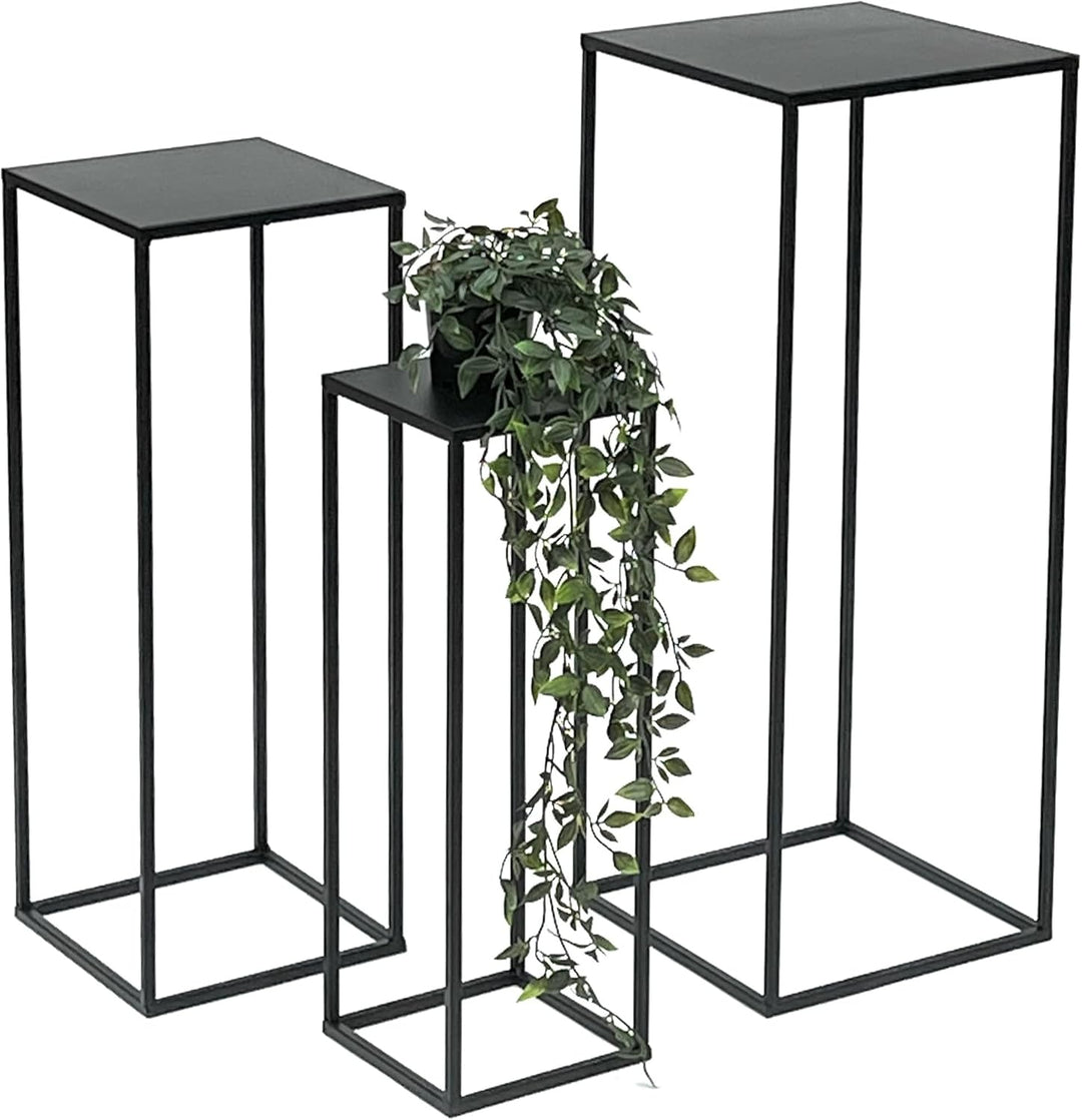 DanDiBo Blumenhocker Metall Schwarz Eckig Blumenständer Beistelltisch 96315 3er Set Blumensäule Mode