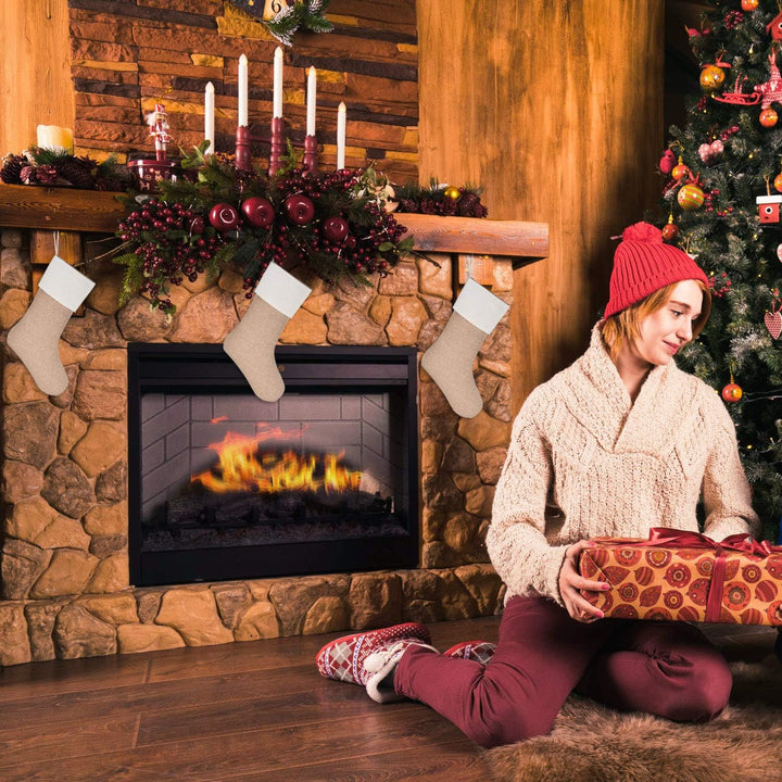 Sunshane Weihnachsstrumpf Sackleinen Kamin Weihnachtssocken zum Befüllen & Aufhängen für Weihnachtsd