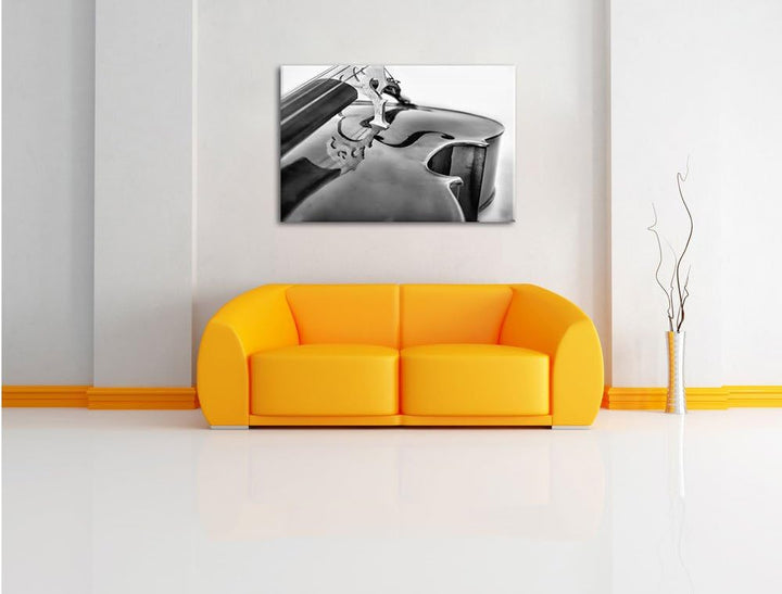 Monocrome, Cello, Format: 100x70 auf Leinwand, XXL riesige Bilder fertig gerahmt mit Keilrahmen, Kun