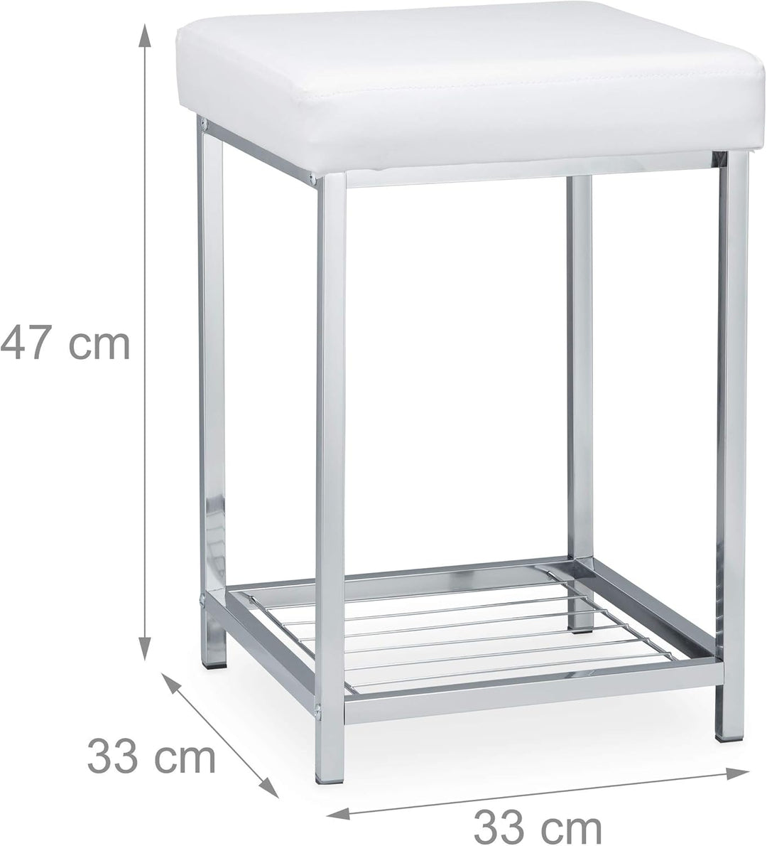 Relaxdays, weiss Hocker gepolstert, Kleiner Sitzhocker, Quadratisch, Polsterhocker mit Ablage, Badho