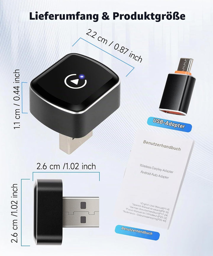 Rimoody Wireless Carplay &amp; Android Auto Wireless Adapter, 2 IN 1 Stick Konvertieren Wired Android Au