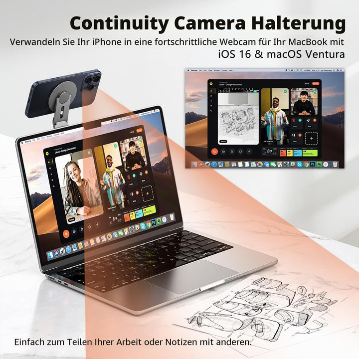 Magnetische Laptop Handy Ständer [110° Faltbar & 180° Einstellbare], Metall Handyhalterung Kompatibe