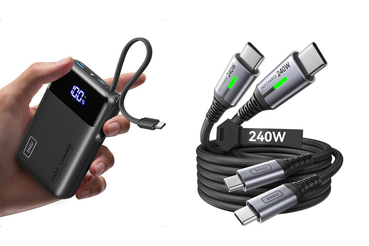 INIU 45W 20000mah Power Bank 240W USB C Kabel, [2Pack 2m] PD Schnellladekabel