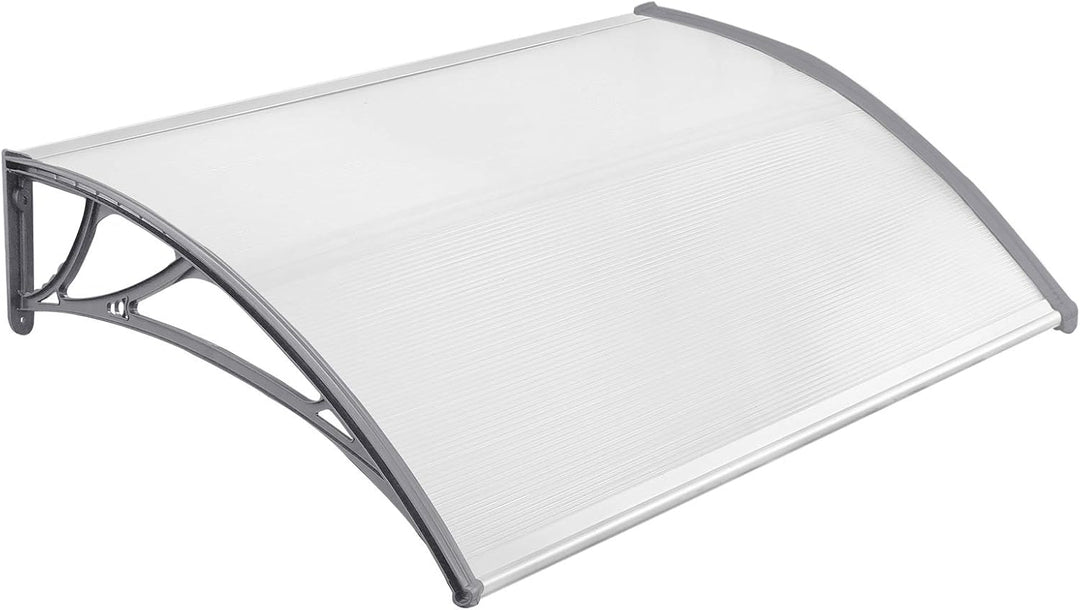 NAIZY 120 x 100cm Vordach für Haustür Pultbogenvordach Überdachung Haustür aus Polycarbonat und Alum