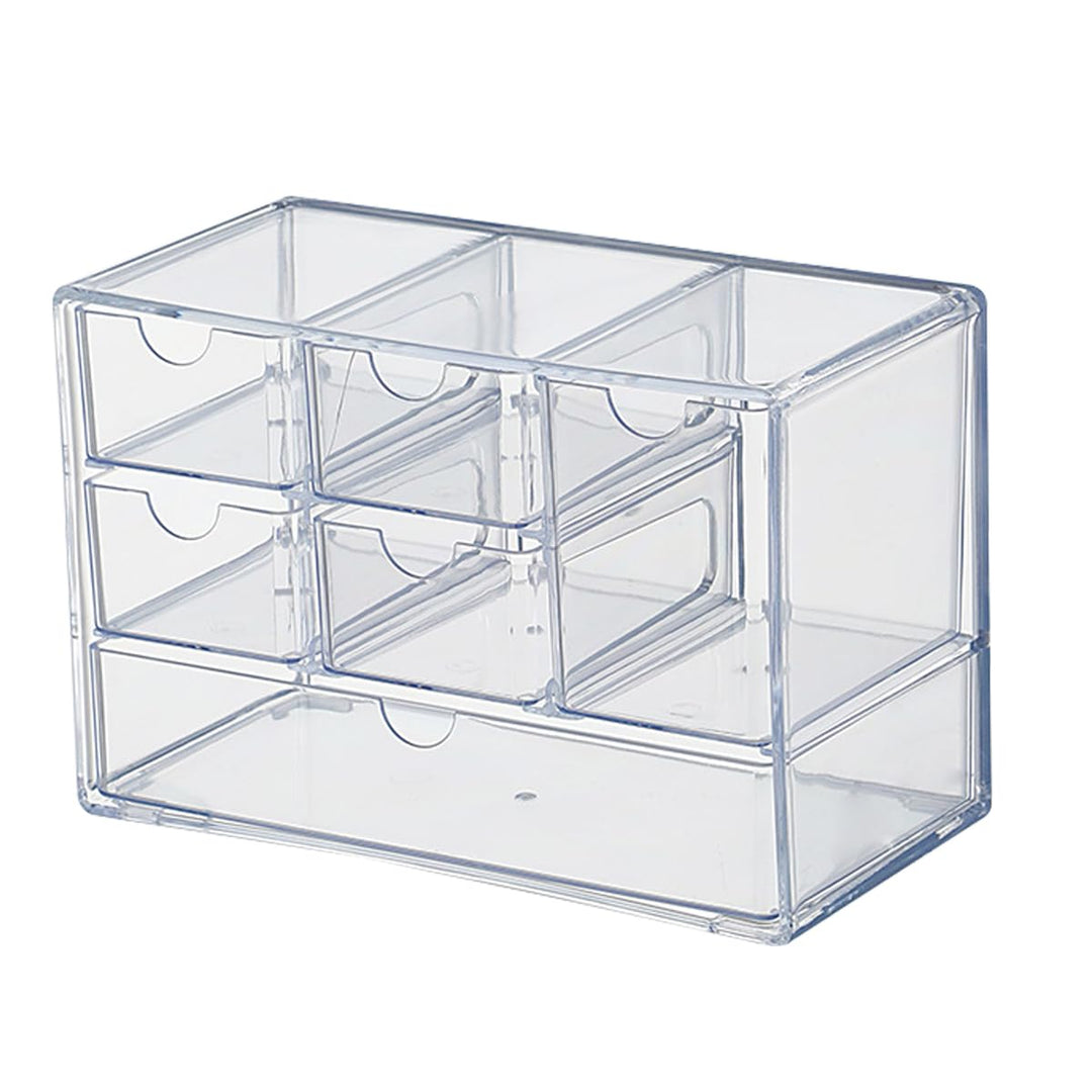 Jumuao Aufbewahrungsbox Kunststoff, Mini Schubladenbox, Kleinteilemagazin mit 6 Schubladen, Desktop