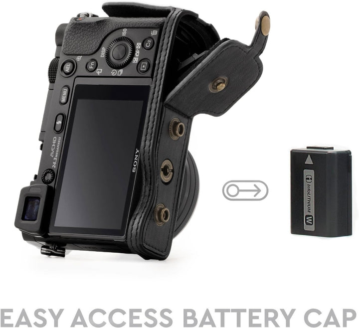 MegaGear "Immer bereit" Sony Leder Kameratasche - Stativ und peripheren Freundlich Zubehör - Kompati