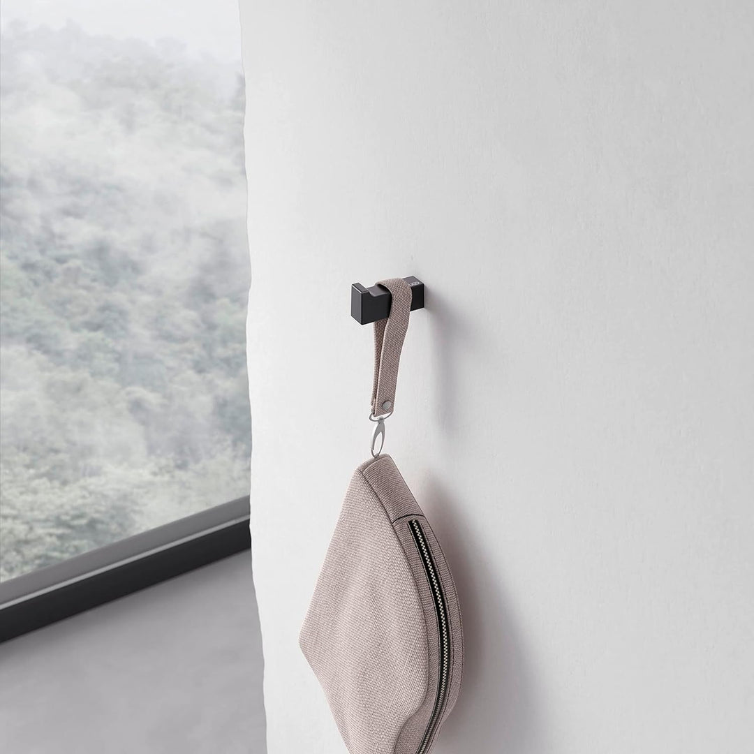 Keuco Handtuchhaken aus Metall, schwarz-matt, rund, für Badezimmer und Gäste-WC, Wandhaken für Handt