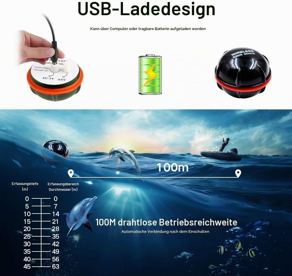 500M 3 Hopper GPS futterboot mit echolot und GPS, LCD Sensor Fischfinder, Mit Handtasche, 12000mAh B