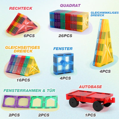 Lovchil Magnetische Bausteine 61 Teiles Magnetbausteine ab 3+ Jahre Magnet Spielzeug Vorschule Lerne