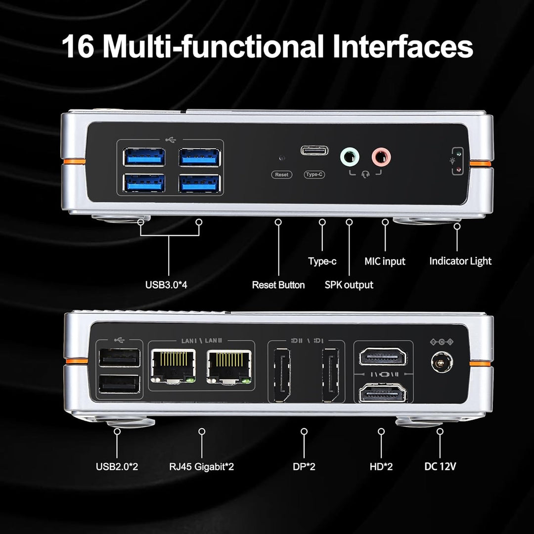Sharevdi Mini PC, 12th In-tel N100 Prozessor (bis zu 3.4GHz) 4C/4T，Wi-11 Pro Mini Desktop PC 16G DDR